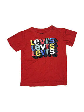 Levi's Red Unisex Kids' T-Shirt with Multicolor Logo, Size 4-5 Years